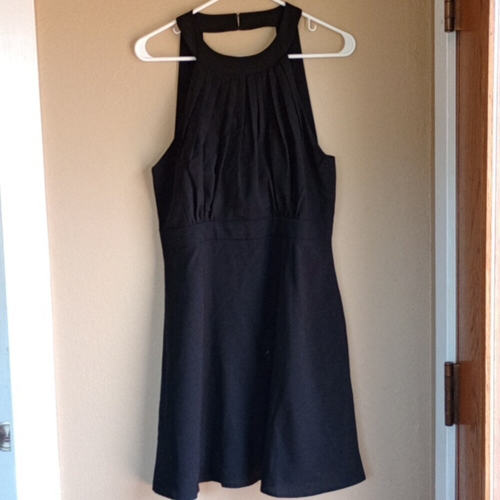 Gilli Black halter fit and flare Goth mini evening summer dress Size L New Tags